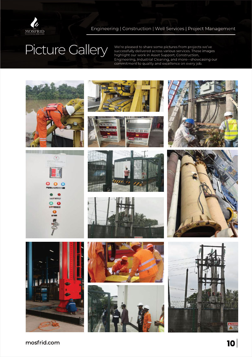 Mosfrid Technical Services brochure inside feature