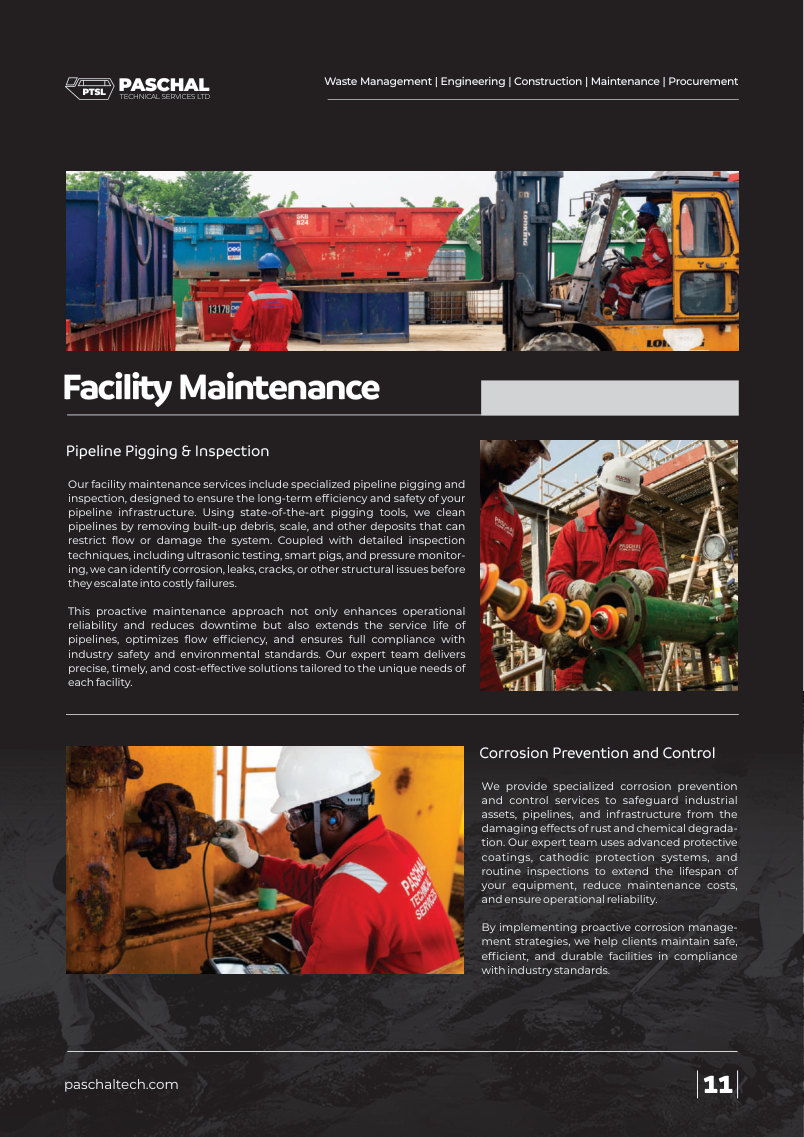 Paschal Technical Services brochure inside feature