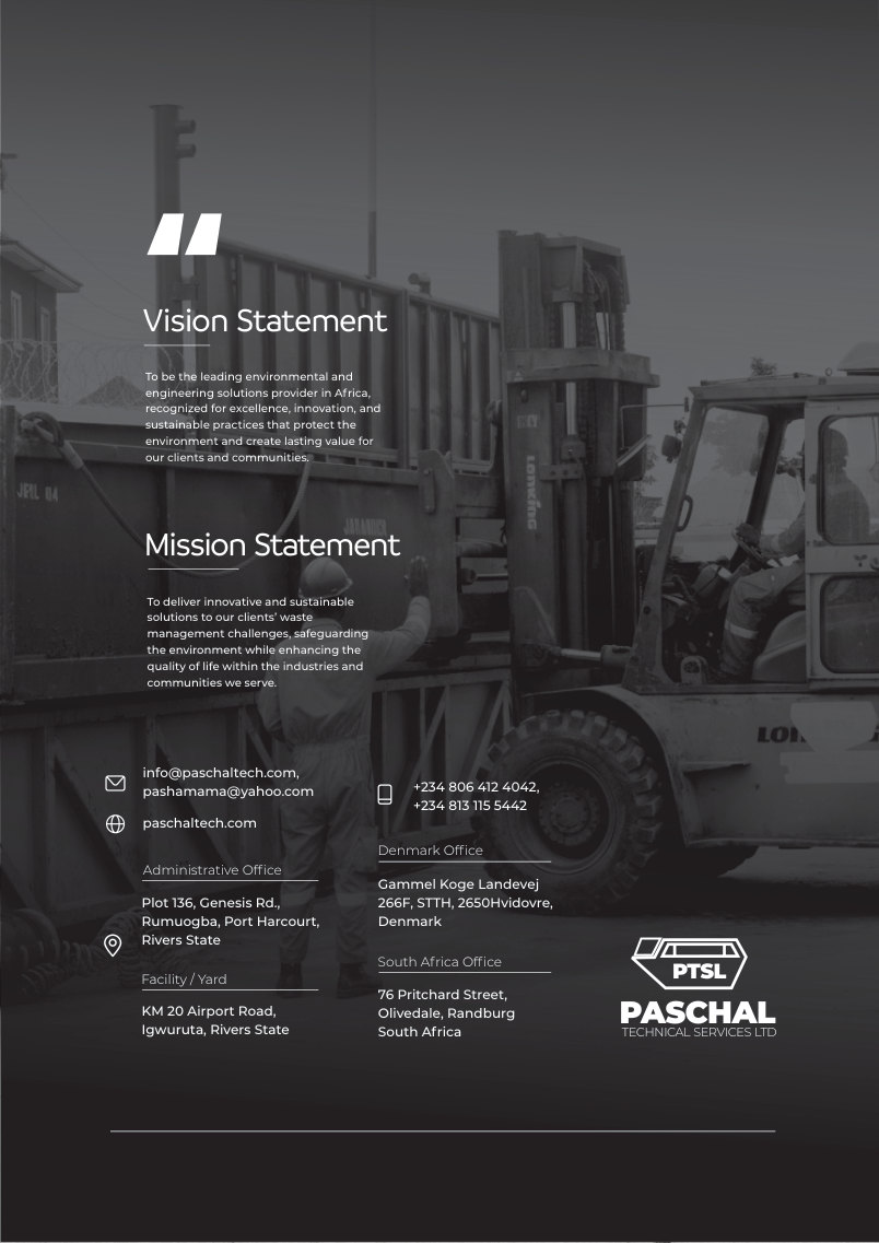 Paschal Technical Services brochure back cover