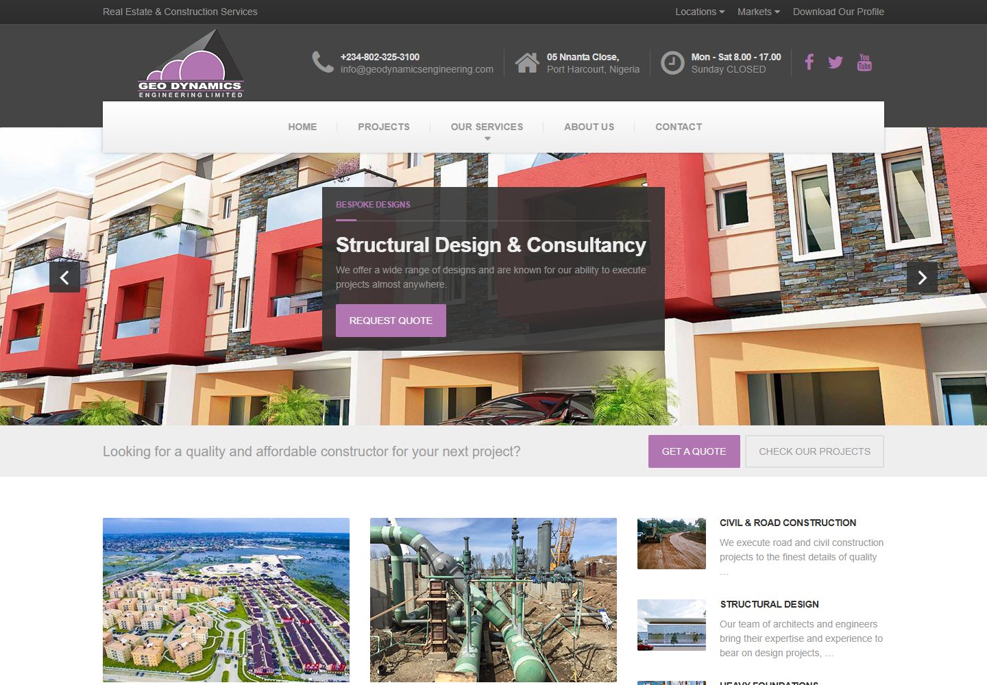 Geodynamics Engineering website screenshot