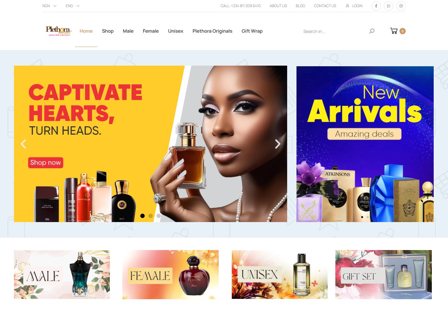 Plethora Perfumes website screenshot